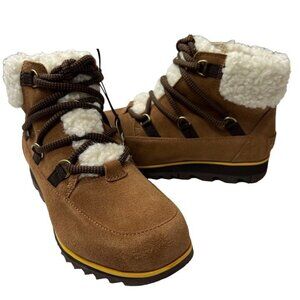Sorel Harlow Lace Cozy Bootie Velvet Tan Blackened Brown Womens US 6